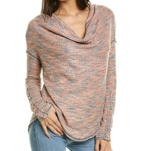 Free People Multicolor Cowl Neck Sweater Waffle knit